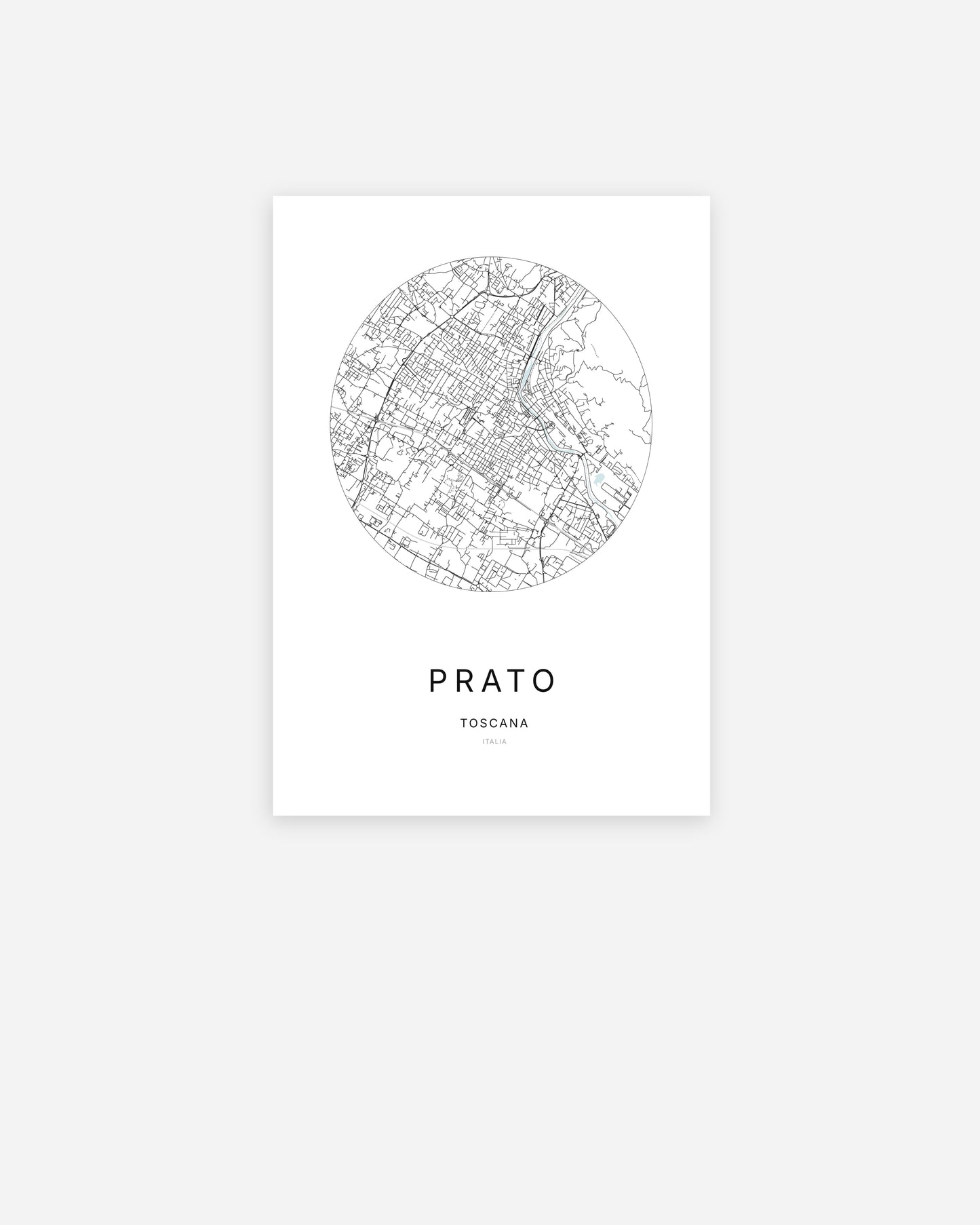 Plan de la ville de Prato au design minimaliste.