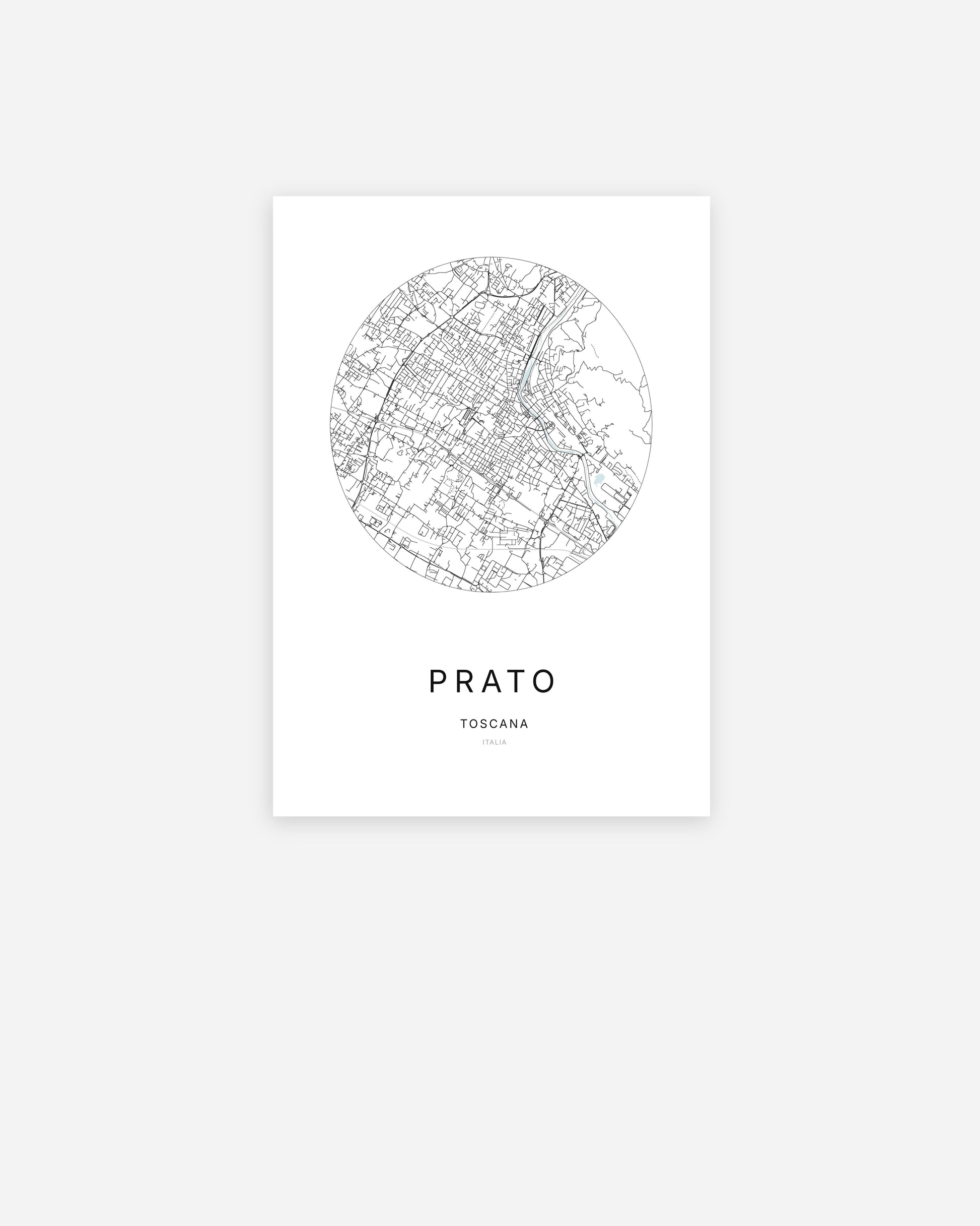 Plan de la ville de Prato au design minimaliste.