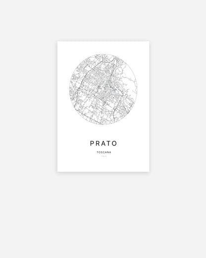Plan de la ville de Prato au design minimaliste.