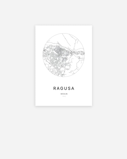 Plan de la ville de Ragusa au design minimaliste.