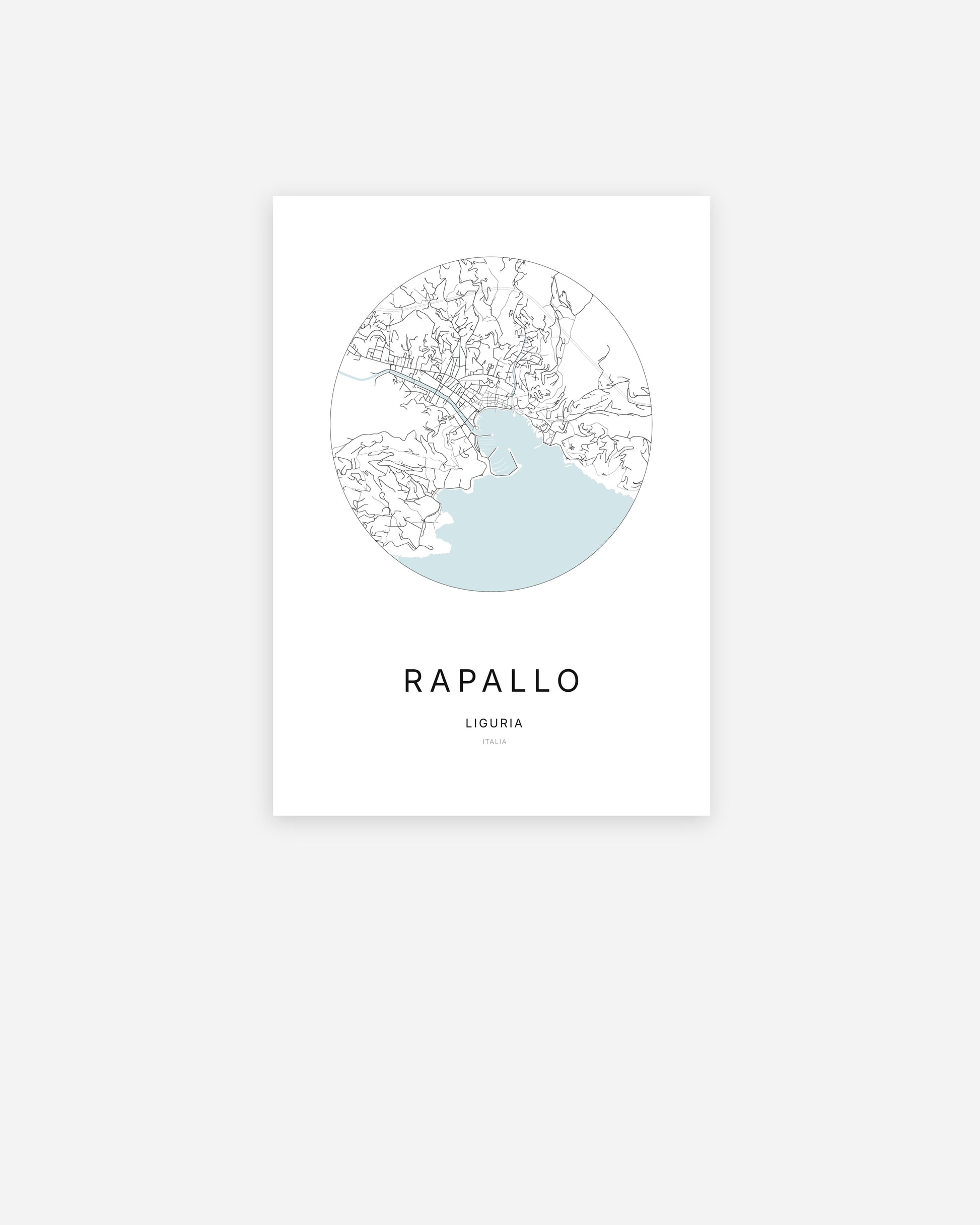 Plan de la ville de Rapallo au design minimaliste.