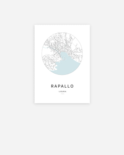Plan de la ville de Rapallo au design minimaliste.