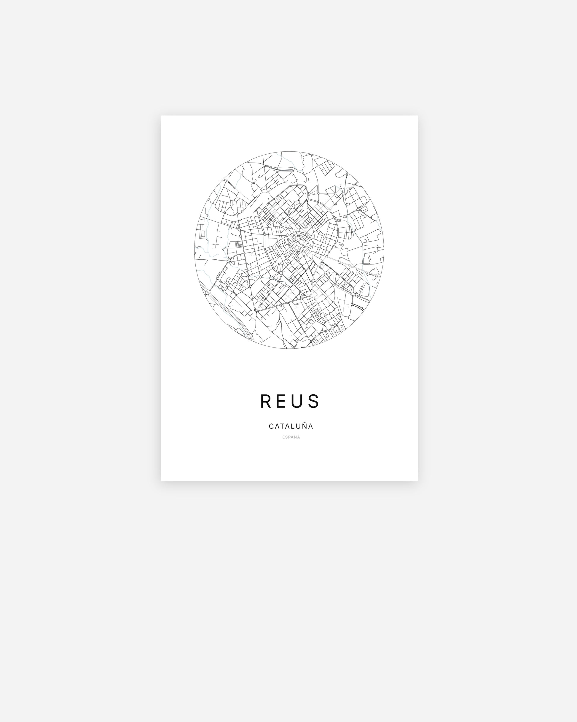 Plan de la ville de Reus au design minimaliste.