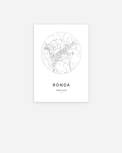 Plan de la ville de Ronda au design minimaliste.