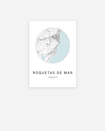 Plan de la ville de Roquetas de Mar au design minimaliste.
