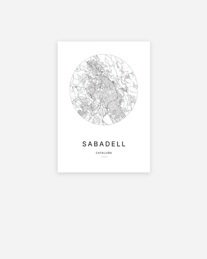 Plan de la ville de Sabadell au design minimaliste.