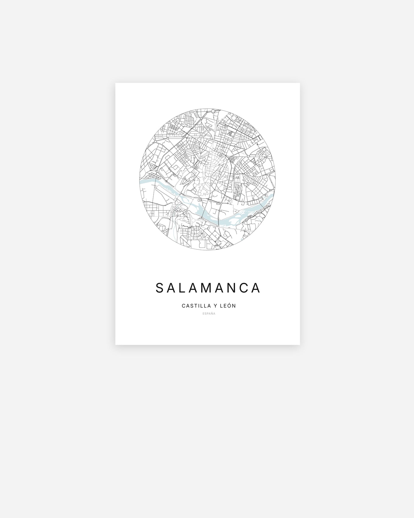 Plan de la ville de Salamanca au design minimaliste.