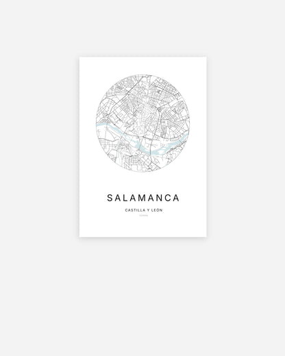 Plan de la ville de Salamanca au design minimaliste.