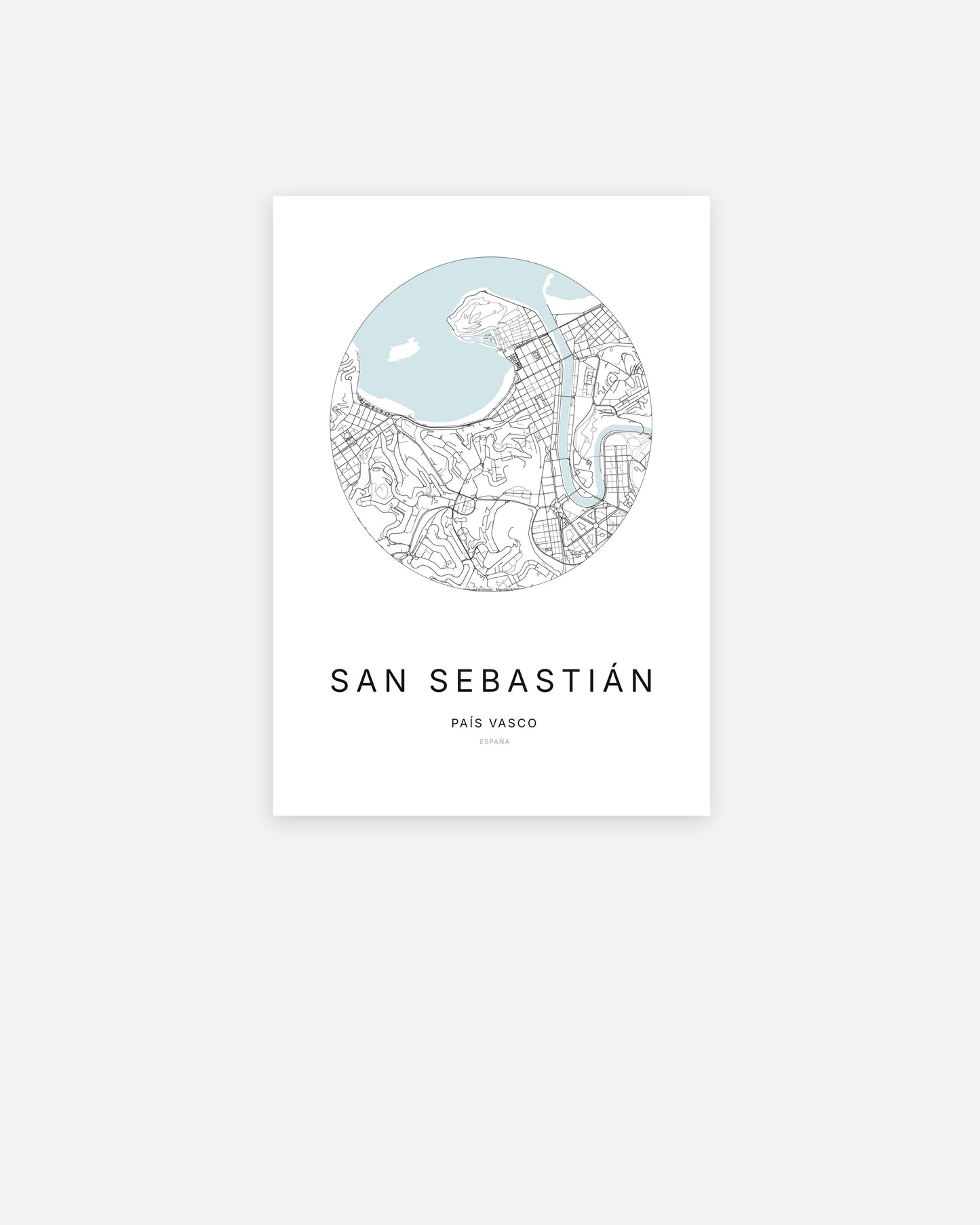 Plan de la ville de San Sebastián au design minimaliste.