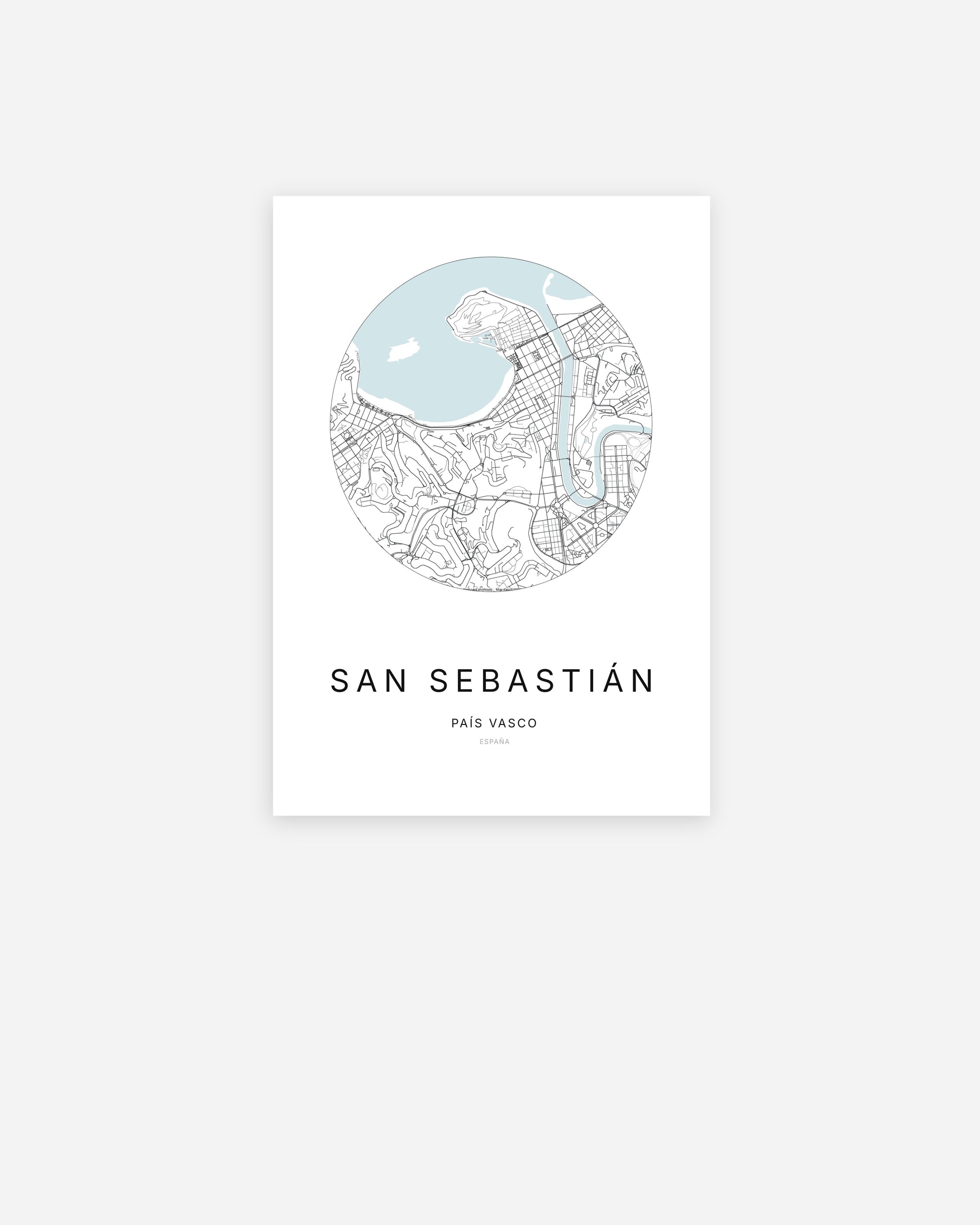 Plan de la ville de San Sebastián au design minimaliste.