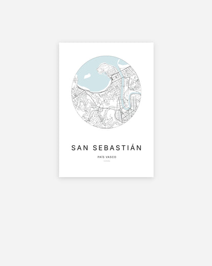 Plan de la ville de San Sebastián au design minimaliste.