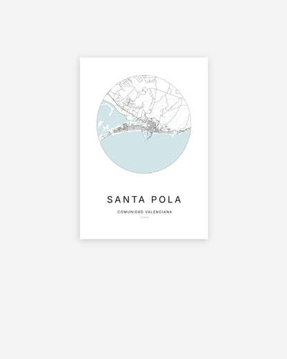 Plan de la ville de Santa Pola au design minimaliste.