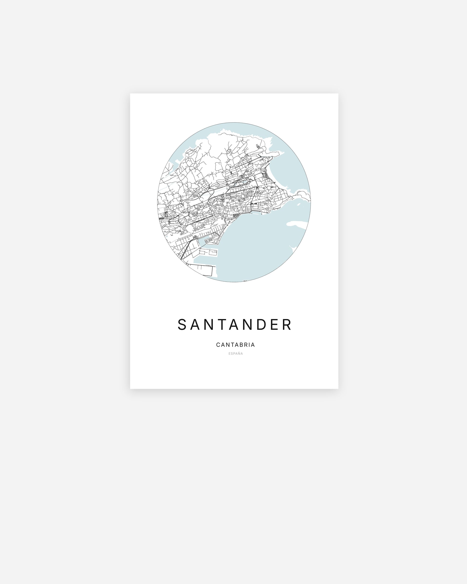 Plan de la ville de Santander au design minimaliste.