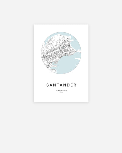 Plan de la ville de Santander au design minimaliste.