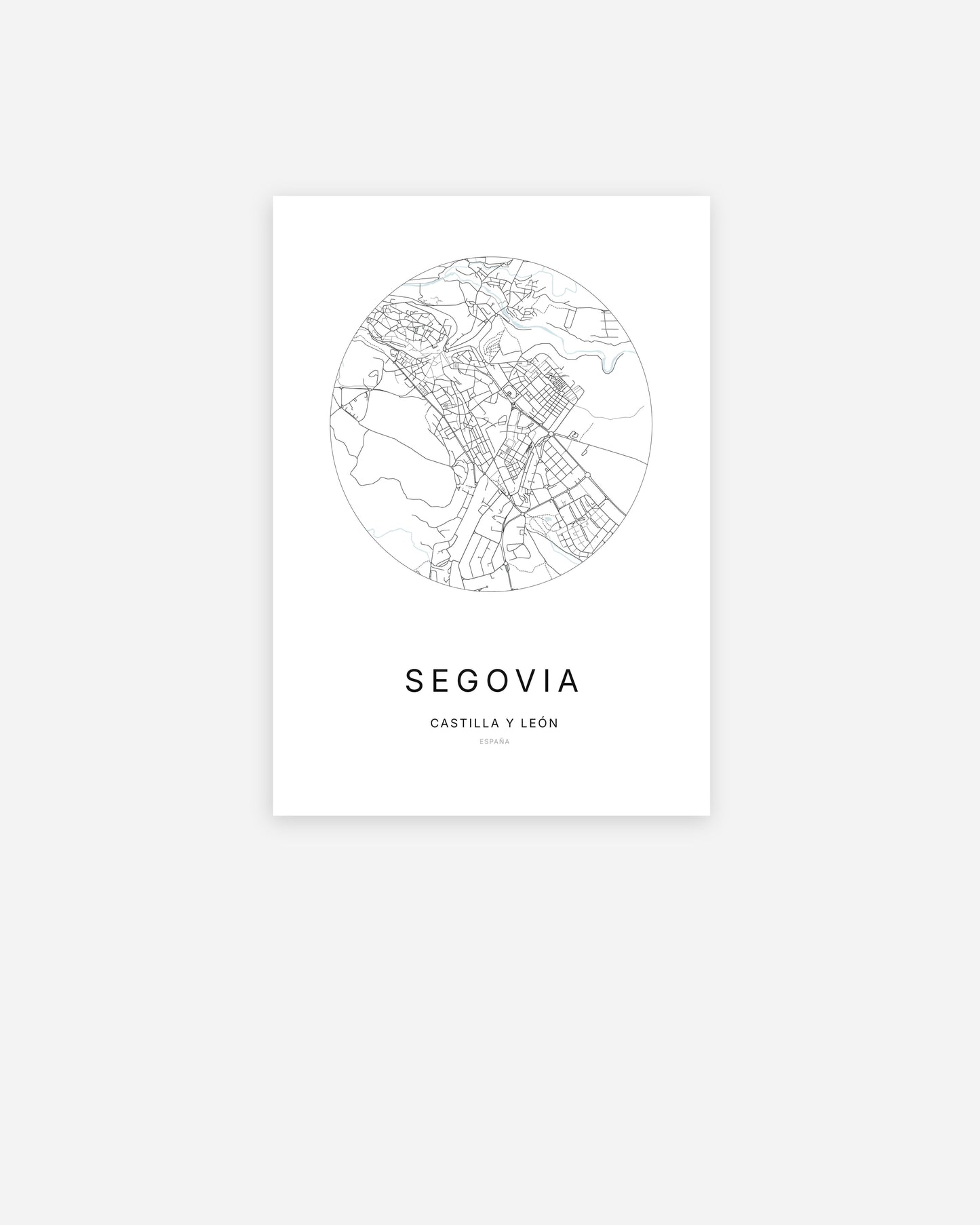 Plan de la ville de Segovia au design minimaliste.