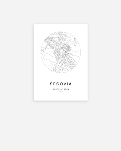 Plan de la ville de Segovia au design minimaliste.