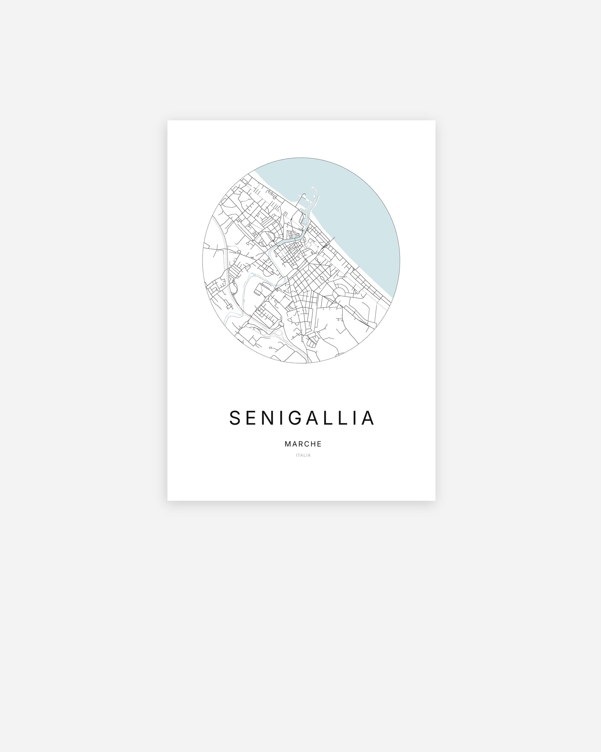 Plan de la ville de Senigallia au design minimaliste.