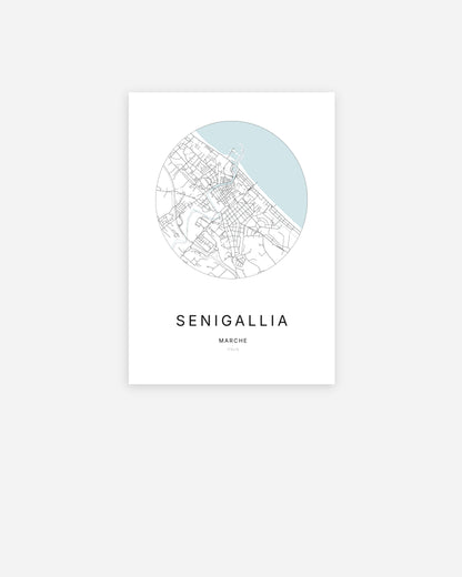 Plan de la ville de Senigallia au design minimaliste.