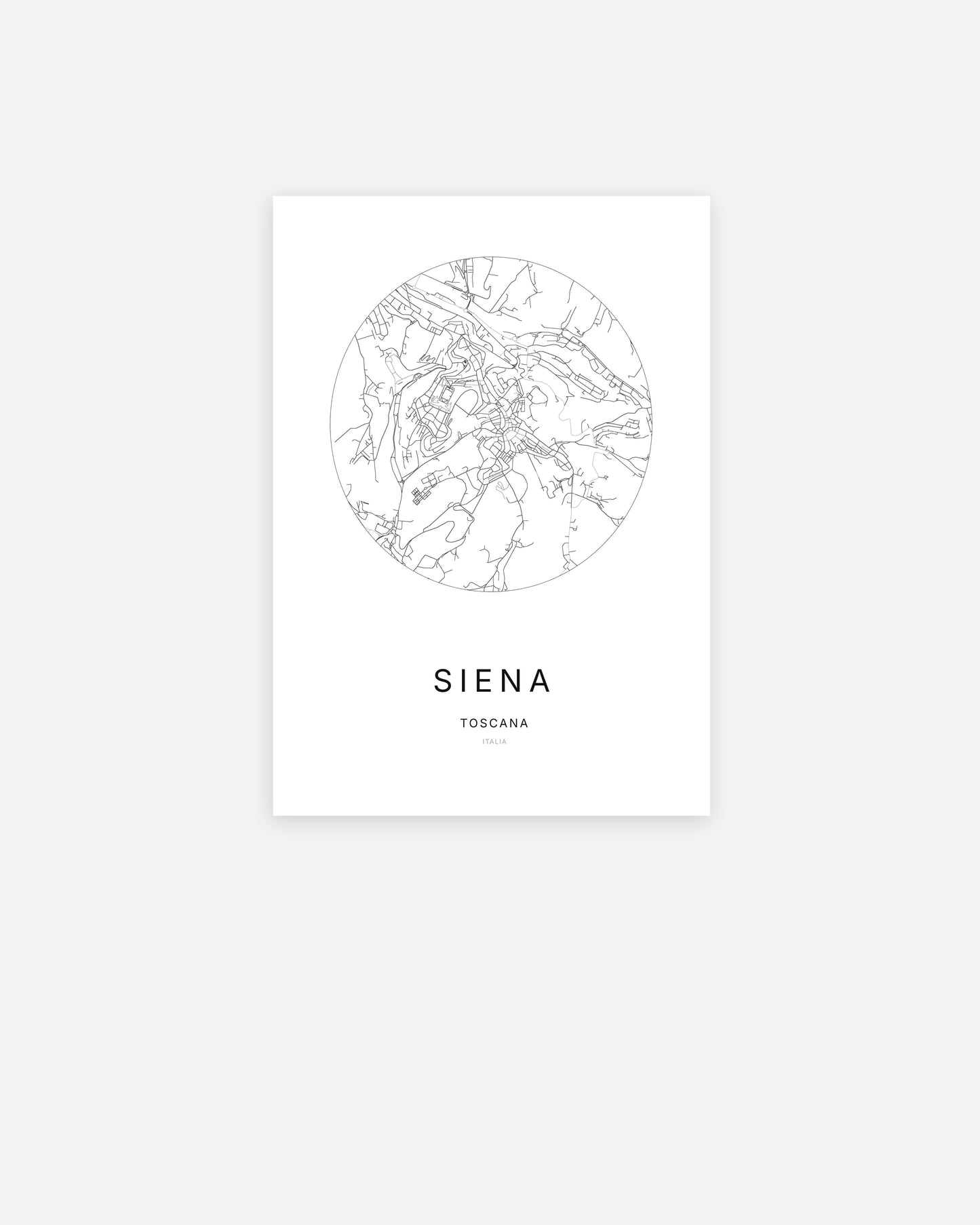 Plan de la ville de Siena au design minimaliste.