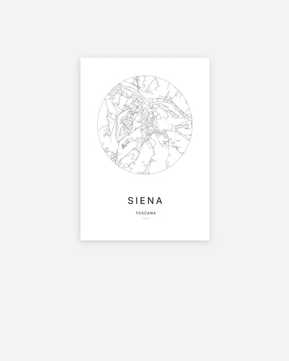 Plan de la ville de Siena au design minimaliste.
