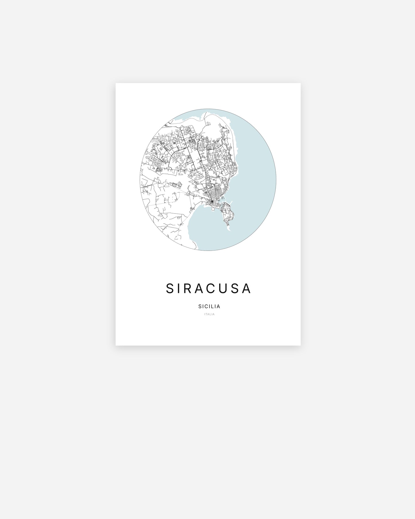 Plan de la ville de Siracusa au design minimaliste.