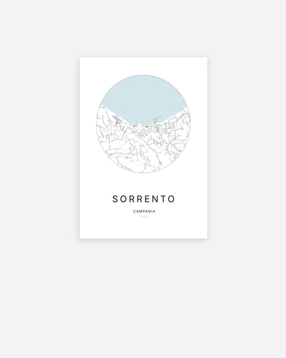 Plan de la ville de Sorrento au design minimaliste.