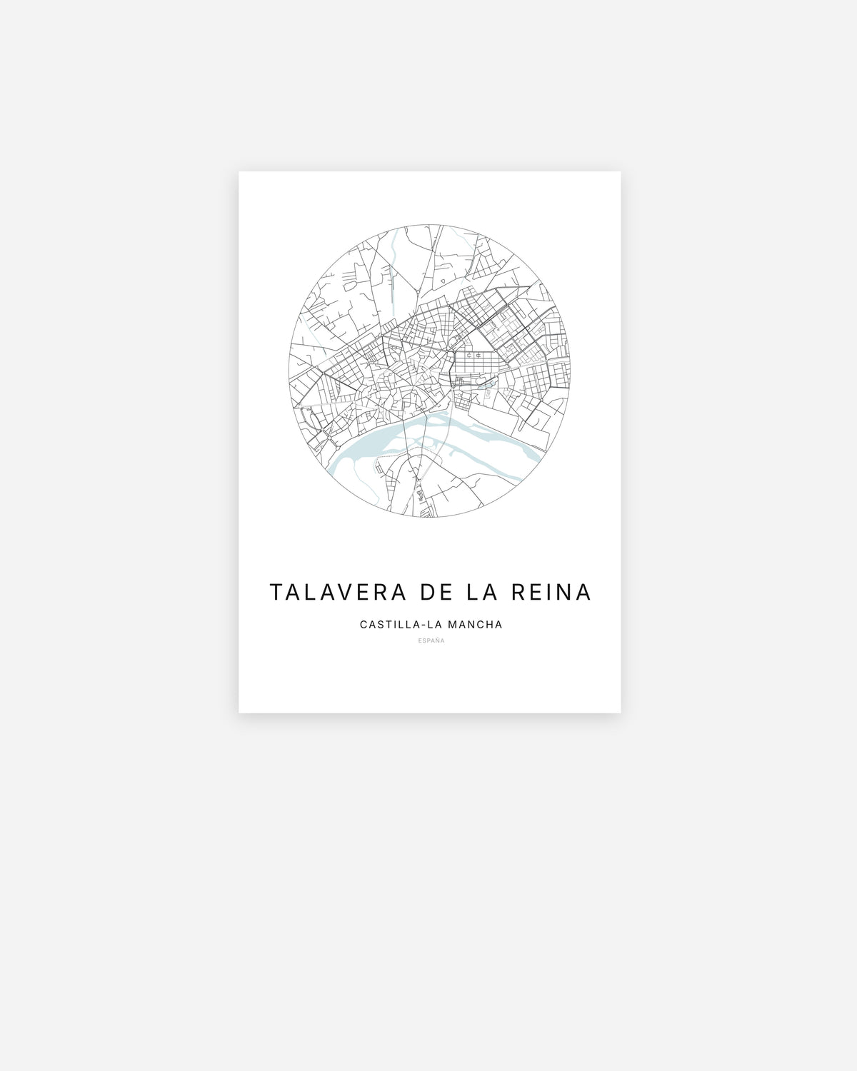 Plan de la ville de Talavera de la Reina au design minimaliste.