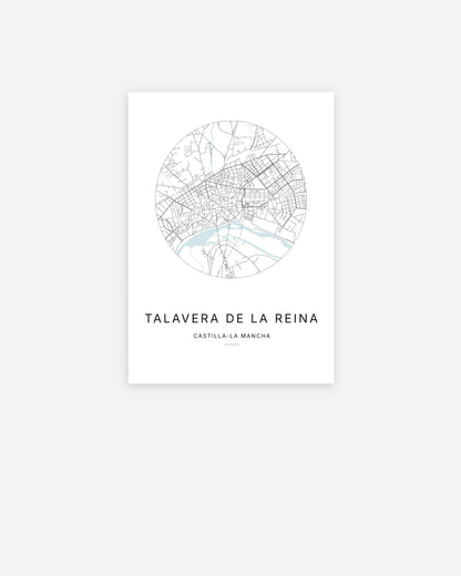 Plan de la ville de Talavera de la Reina au design minimaliste.