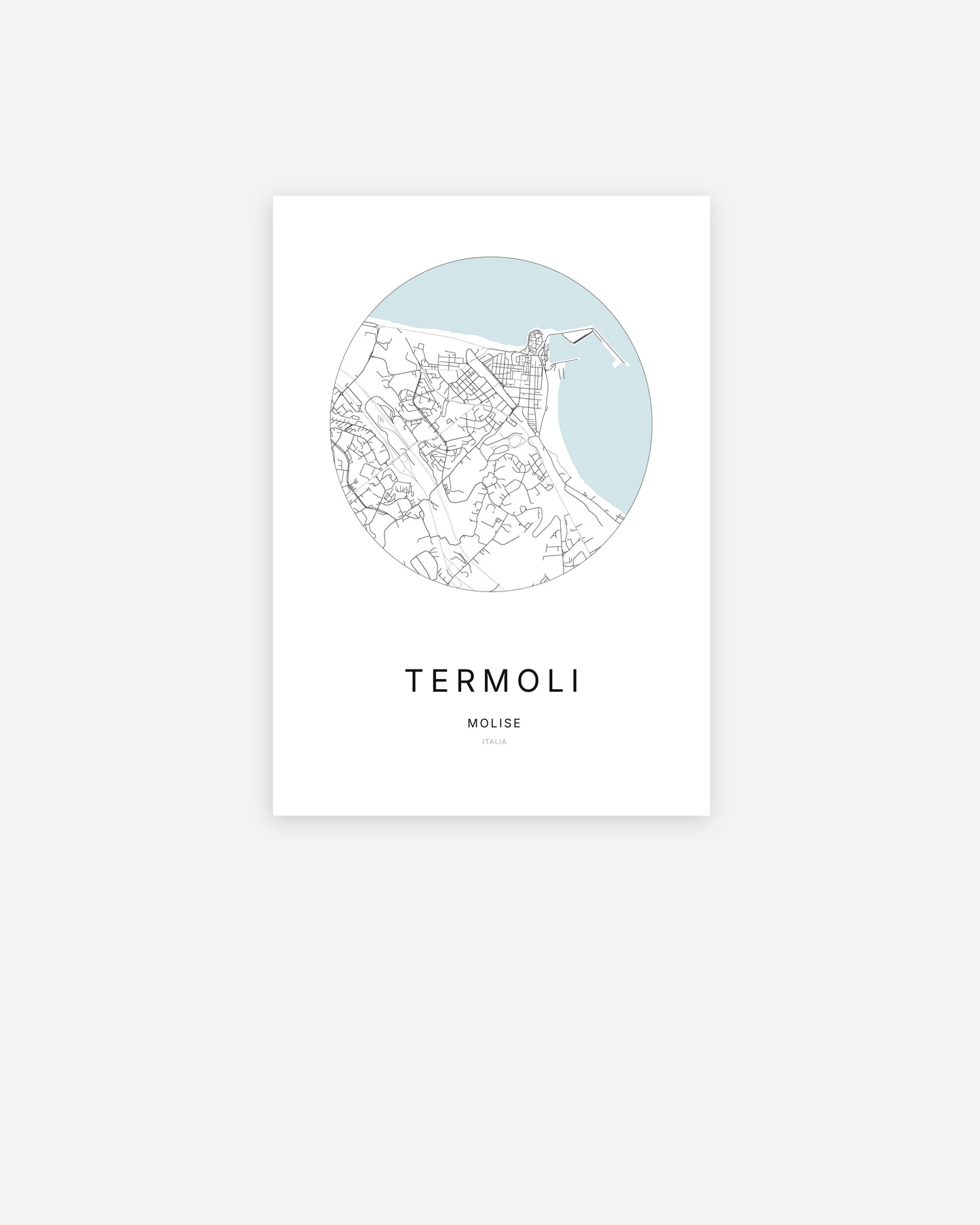 Plan de la ville de Termoli au design minimaliste.