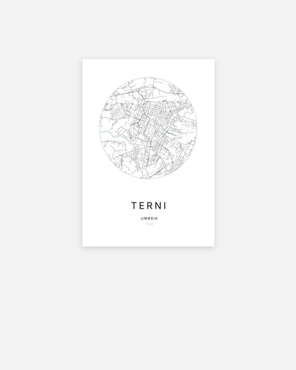 Plan de la ville de Terni au design minimaliste.