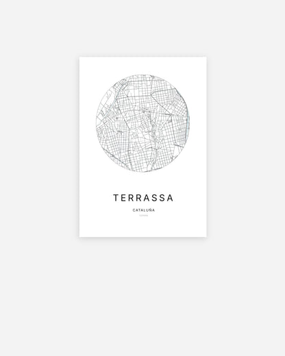 Plan de la ville de Terrassa au design minimaliste.