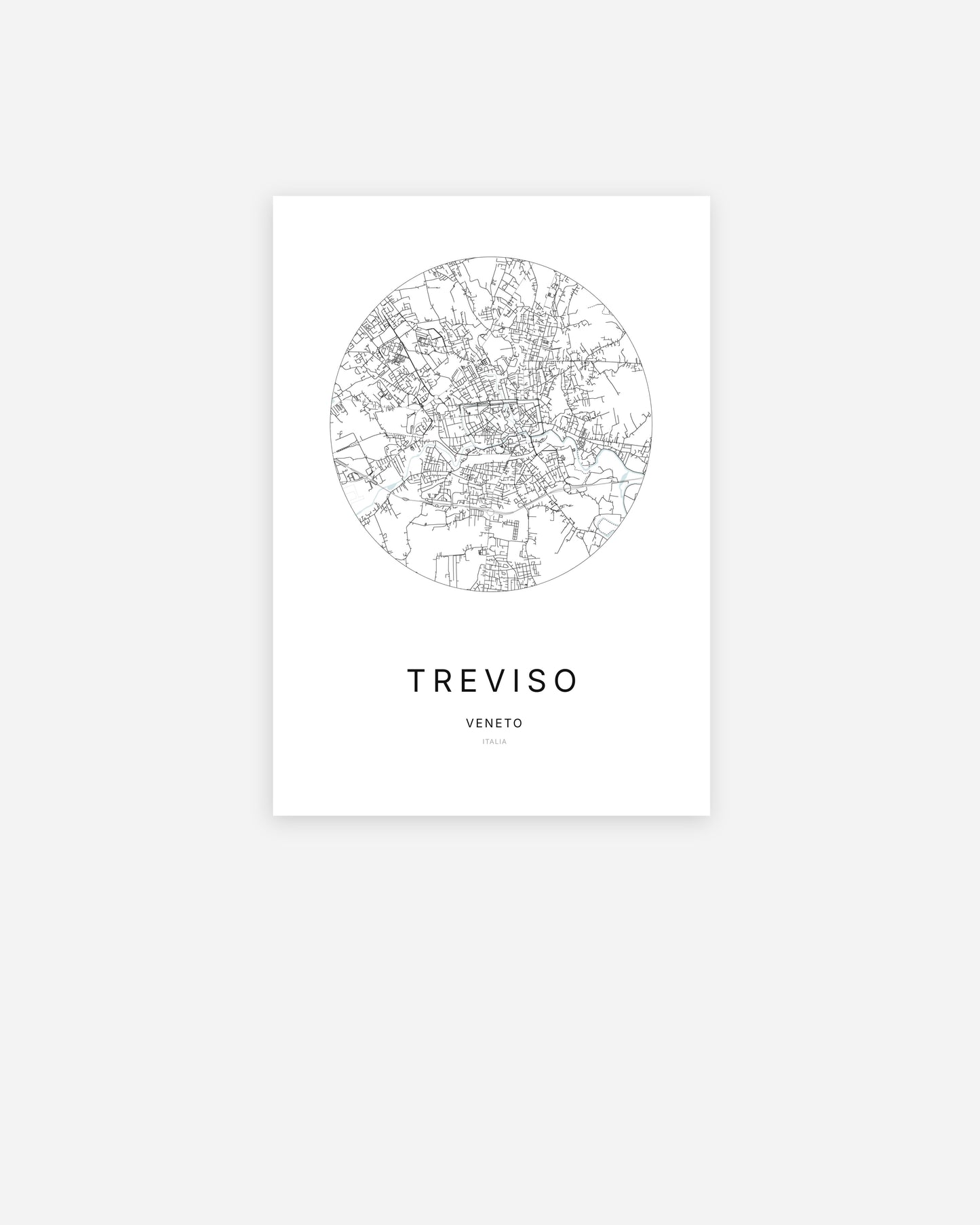 Plan de la ville de Treviso au design minimaliste.