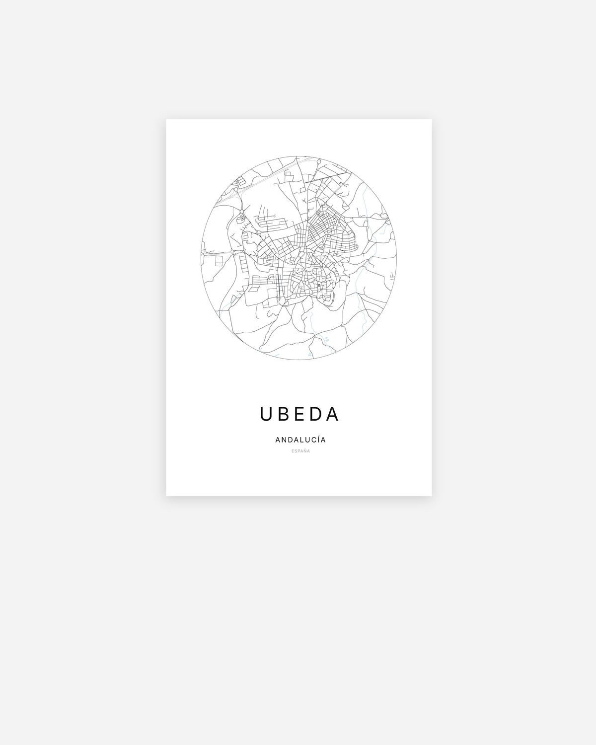 Plan de la ville d'Úbeda au design minimaliste.