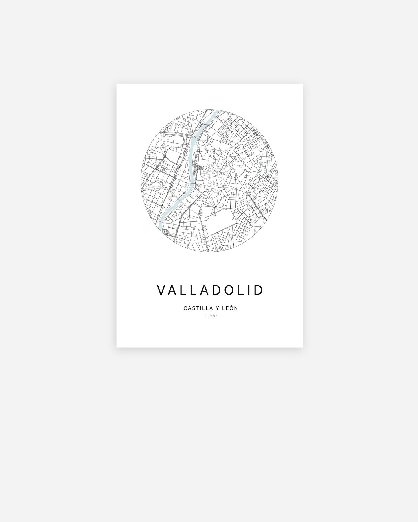 Plan de la ville de Valladolid au design minimaliste.