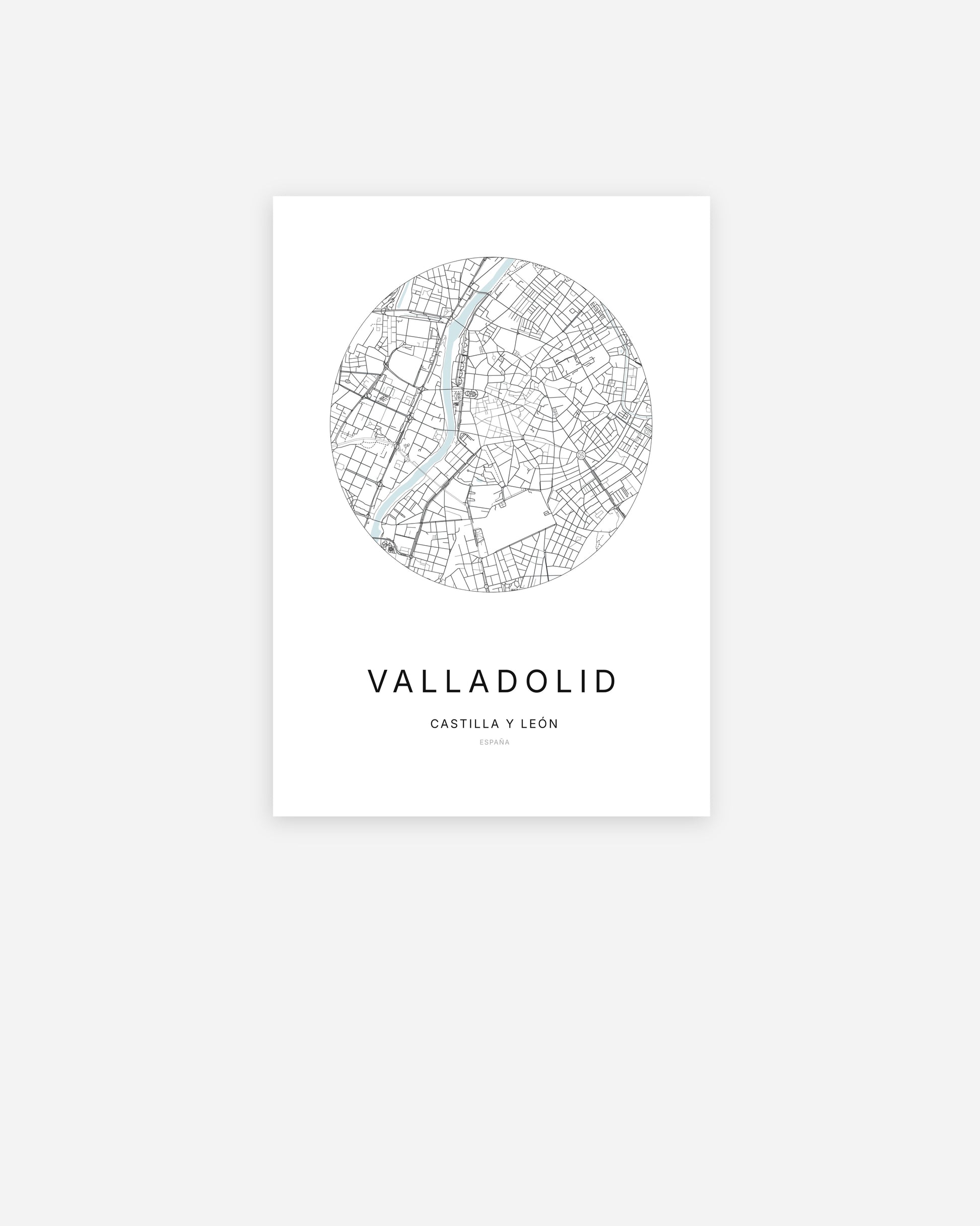 Plan de la ville de Valladolid au design minimaliste.