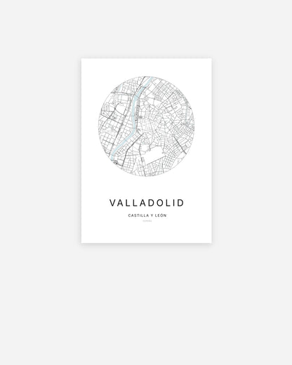 Plan de la ville de Valladolid au design minimaliste.