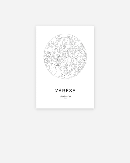 Plan de la ville de Varese au design minimaliste.