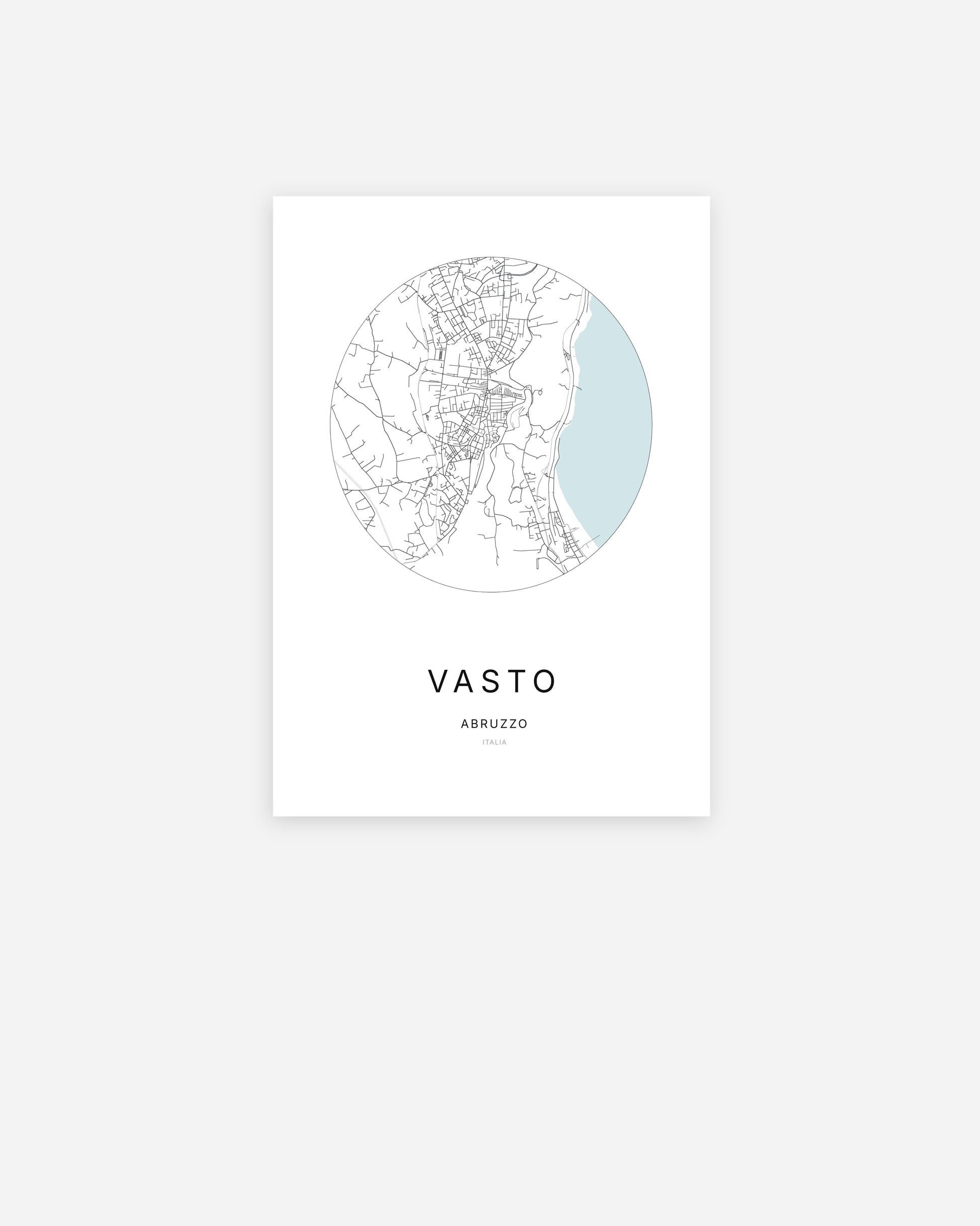 Plan de la ville de Vasto au design minimaliste.
