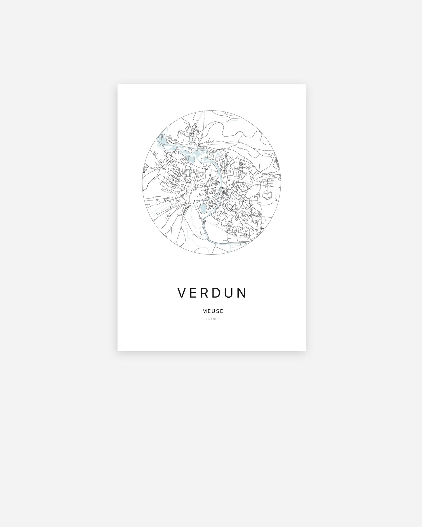 Plan de la ville de Verdun au design minimaliste.