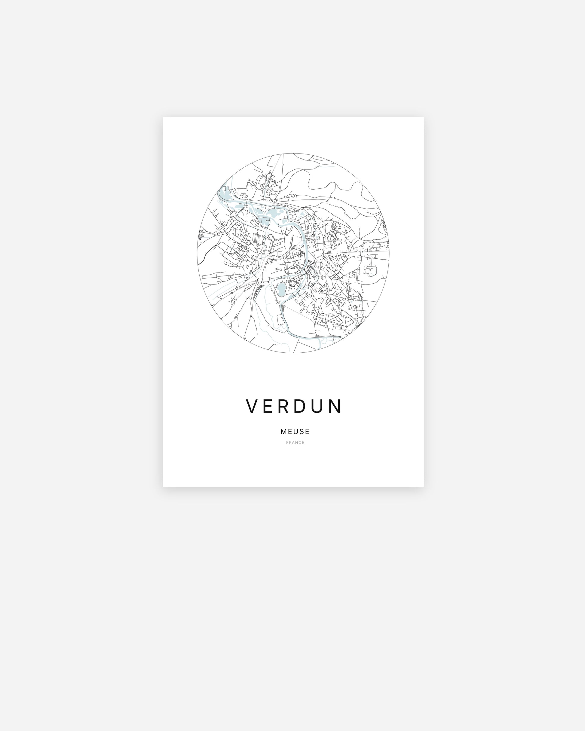 Plan de la ville de Verdun au design minimaliste.
