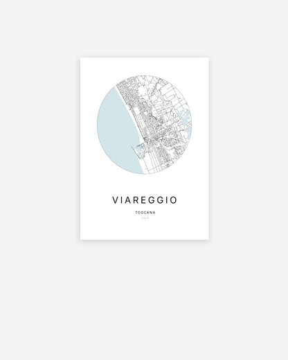 Plan de la ville de Viareggio au design minimaliste.