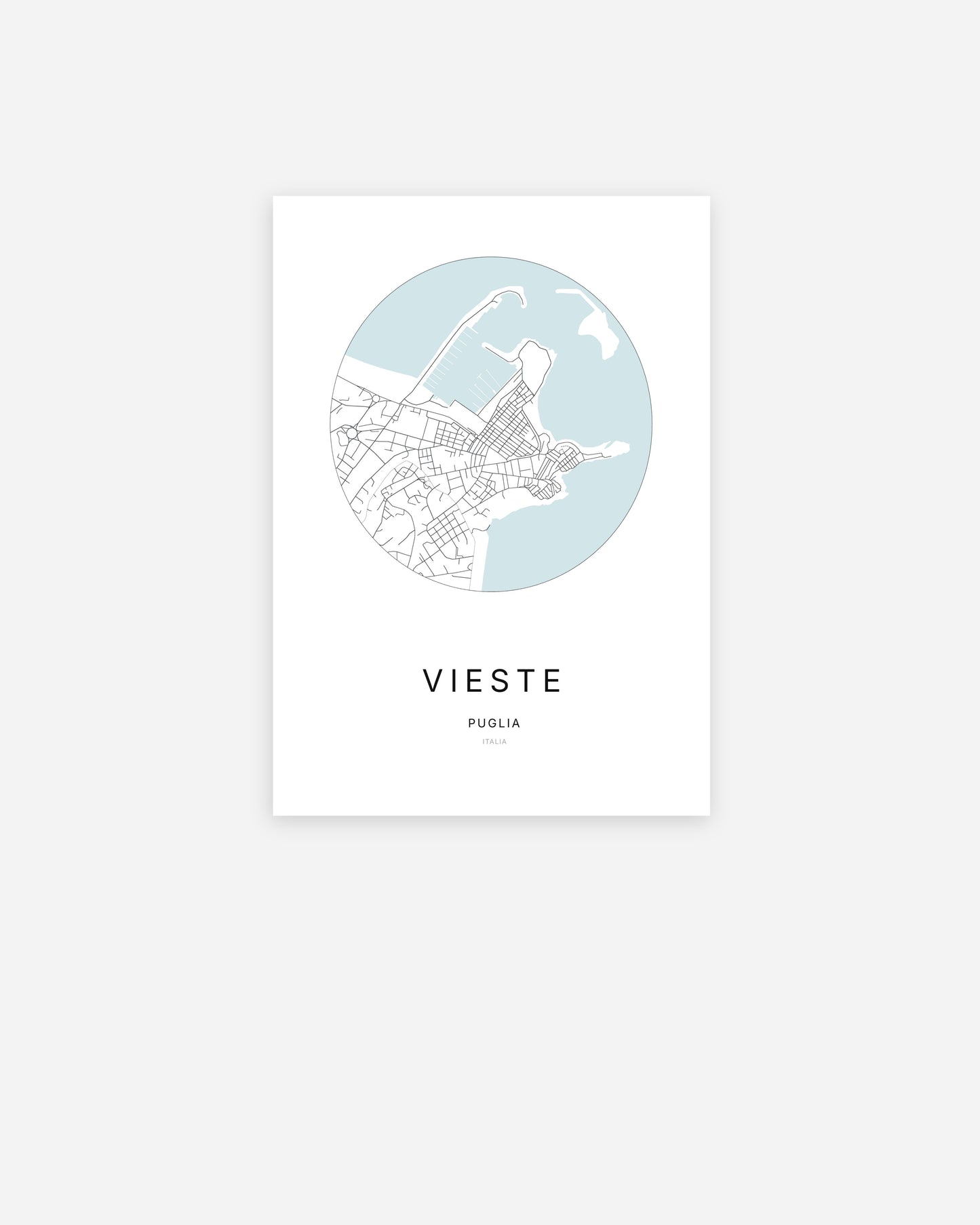 Plan de la ville de Vieste au design minimaliste.