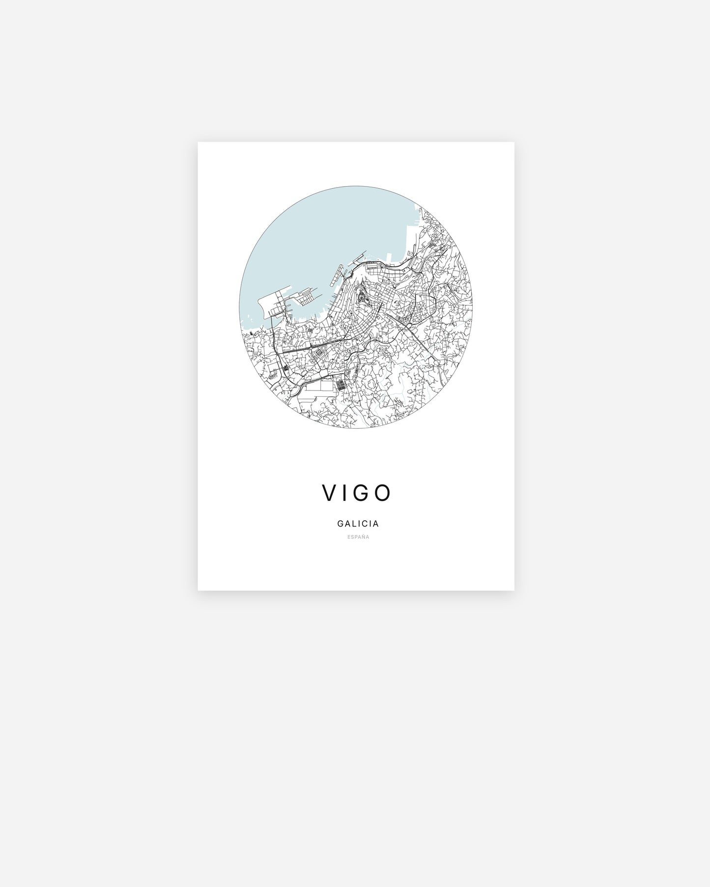 Plan de la ville de Vigo au design minimaliste