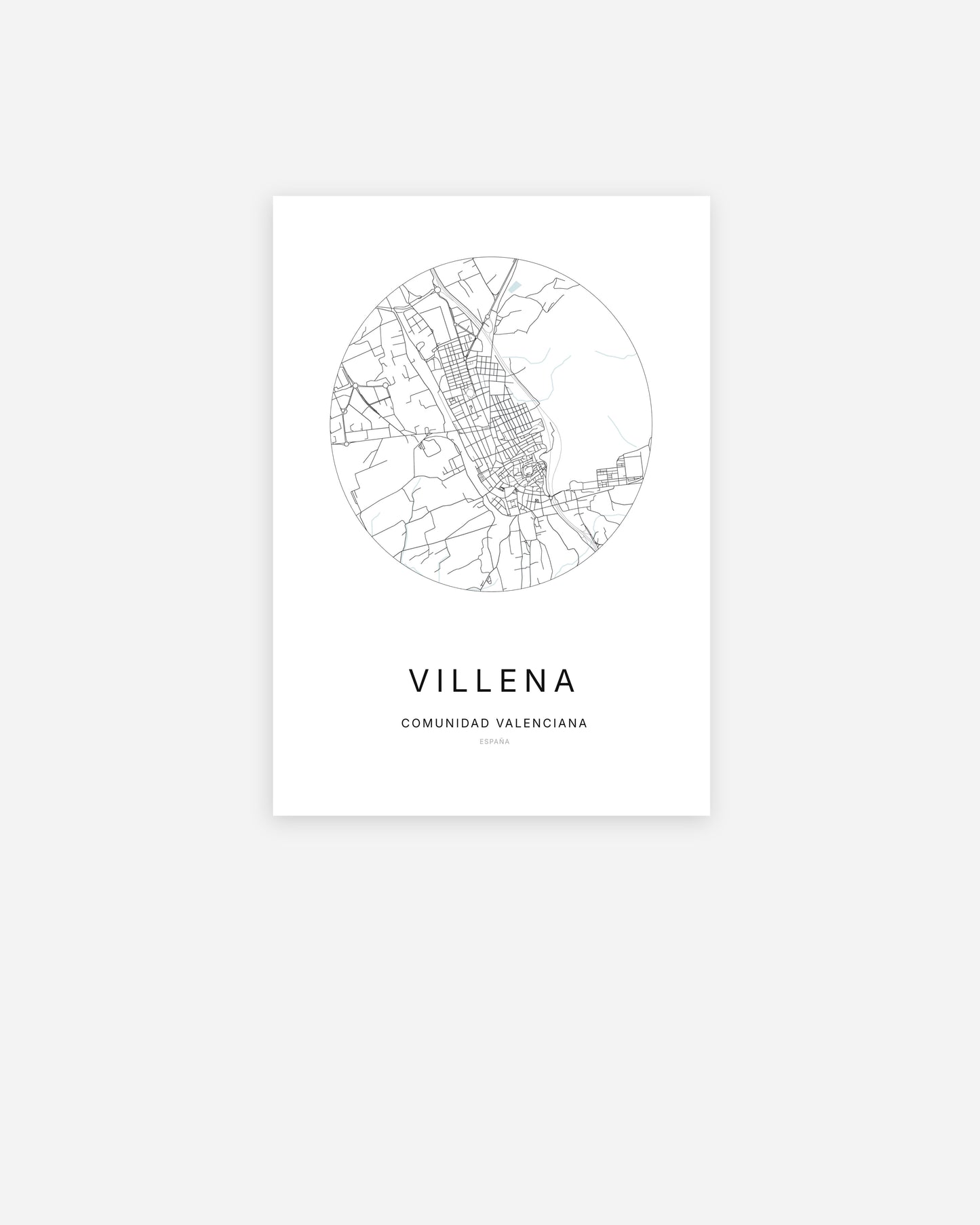 Plan de la ville de Villena au design minimaliste.