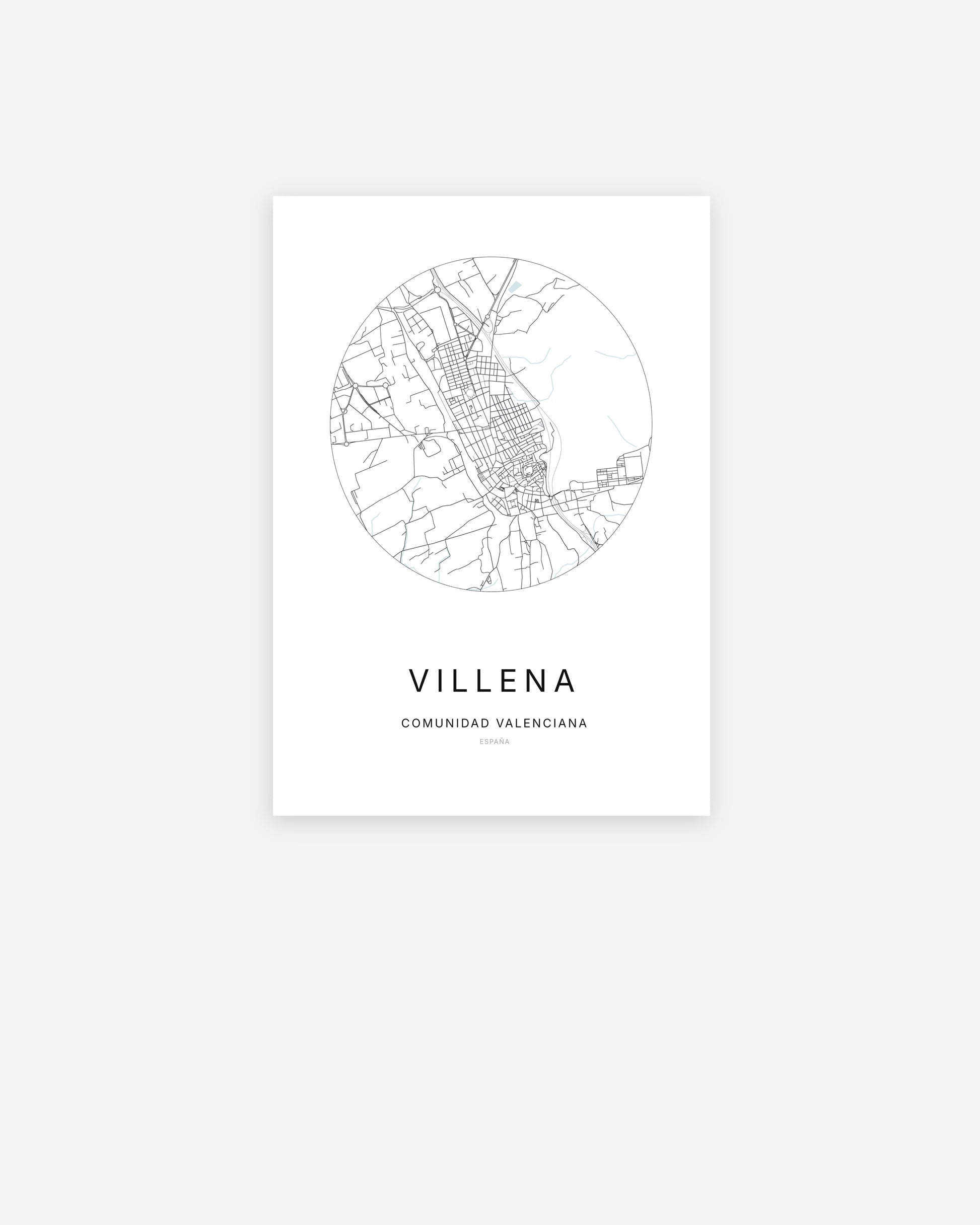 Plan de la ville de Villena au design minimaliste.