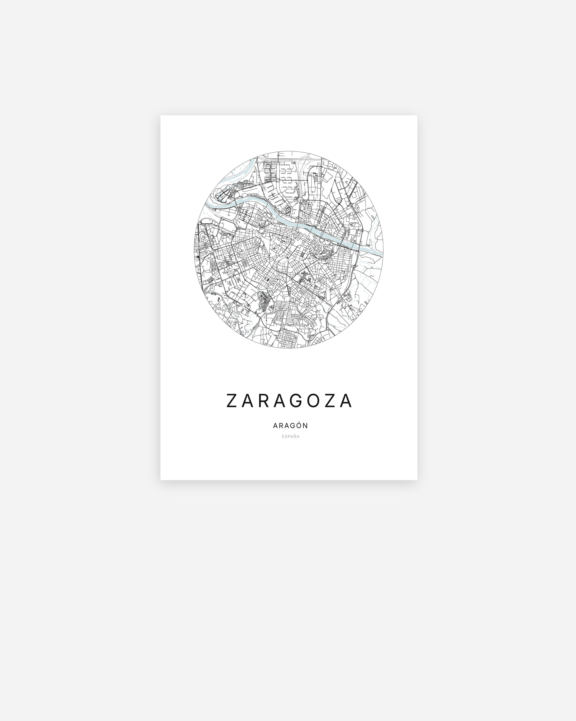 Plan de la ville de Zaragoza au design minimaliste.