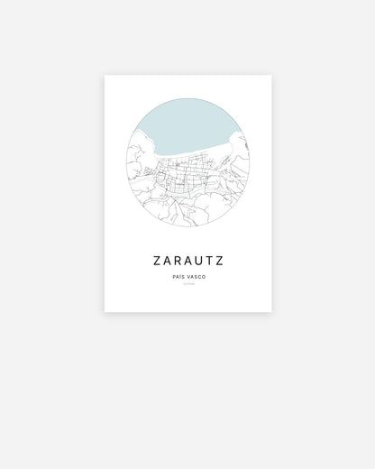 Plan de la ville de Zarautz au design minimaliste.