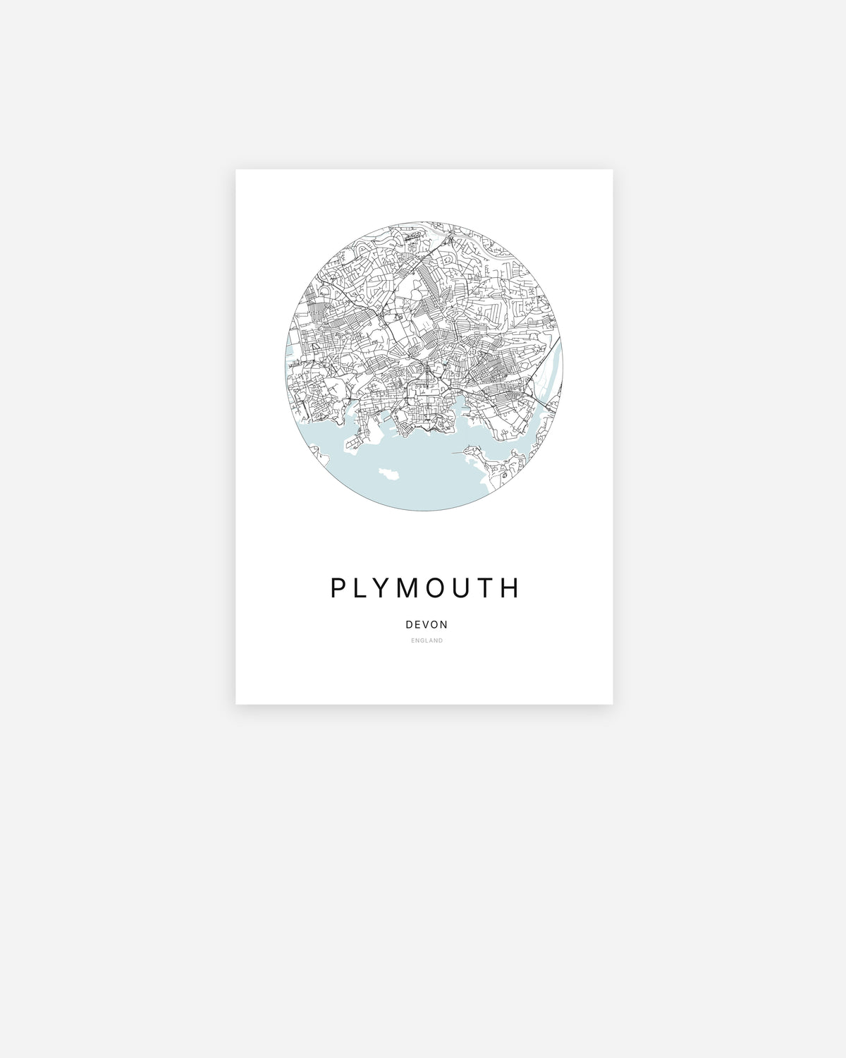 Plan de la ville de Plymouth au design minimaliste.