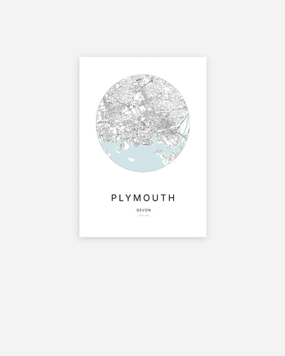 Plan de la ville de Plymouth au design minimaliste.