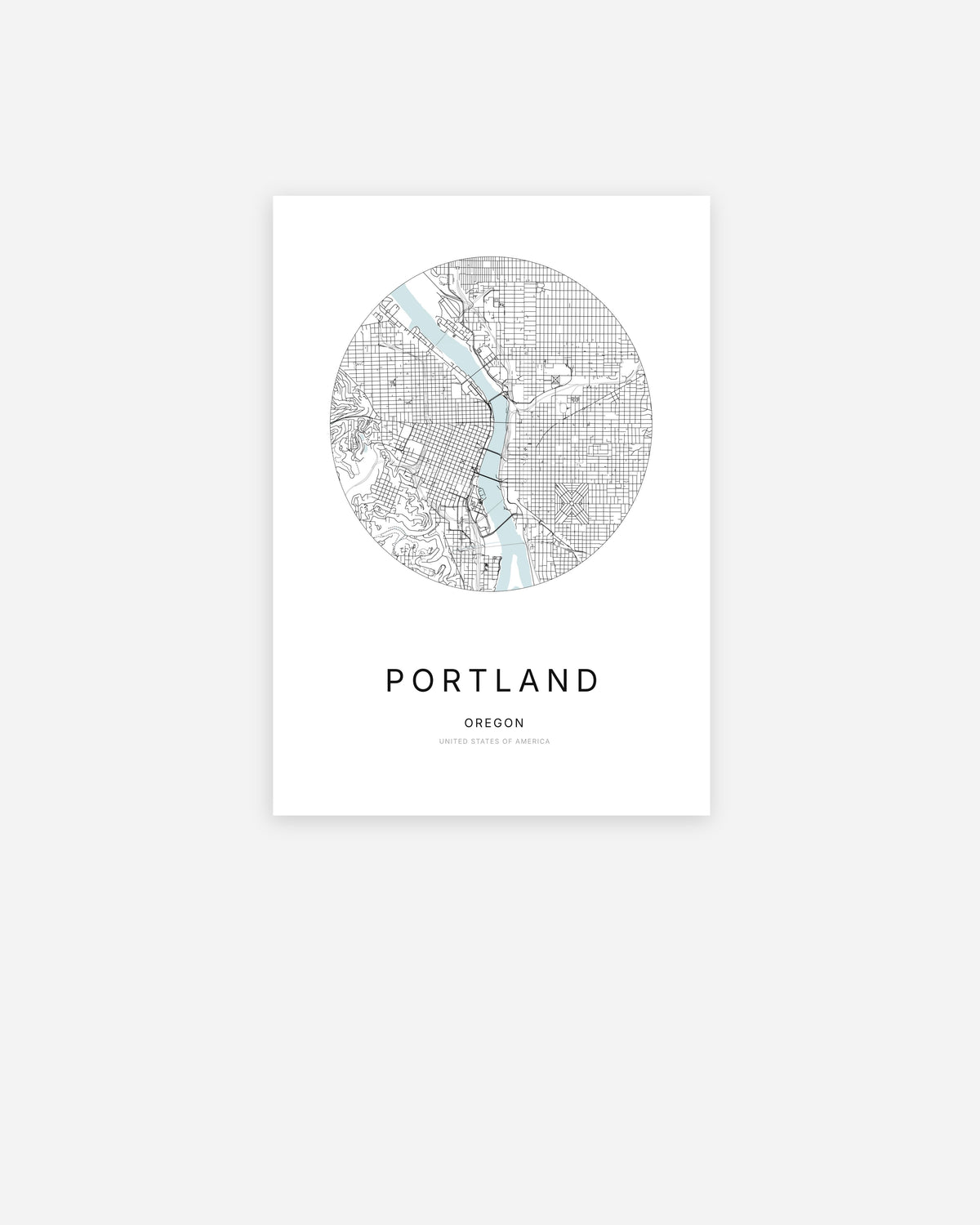 Plan de la ville de Portland au design minimaliste.
